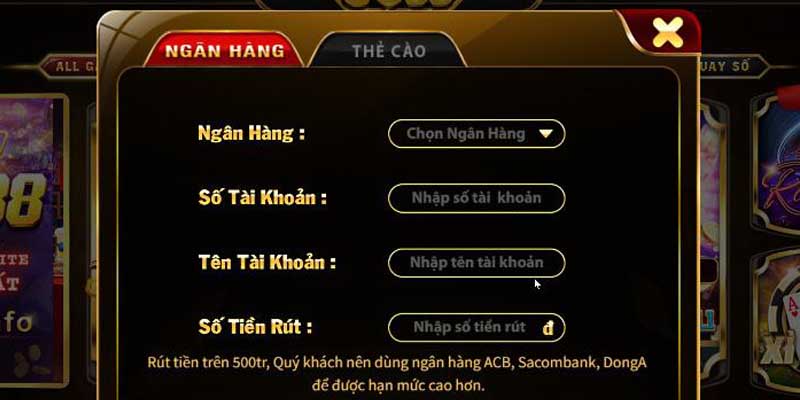 Rút tiền GO88 3 Hướng dẫn chi tiết cách rút tiền về tài khoản ngân hàng từ GO88